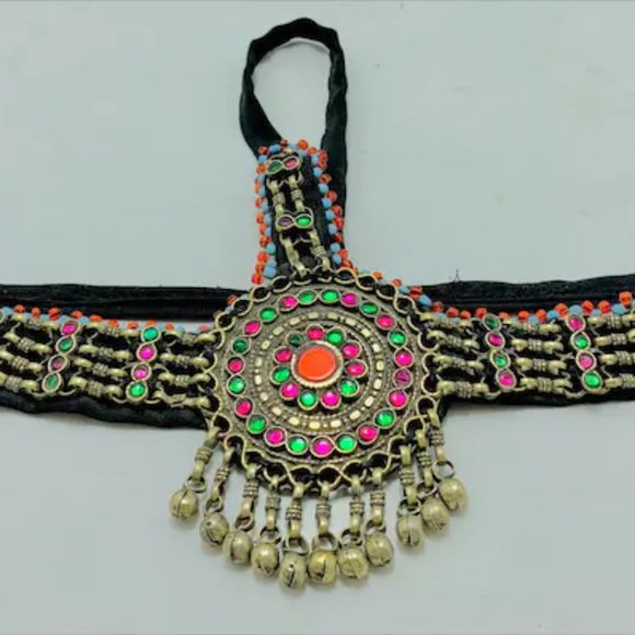 Afghan Multicolor Mathapatti, Tribal Kuchi Headpiece, Hair Jewelry main image 7